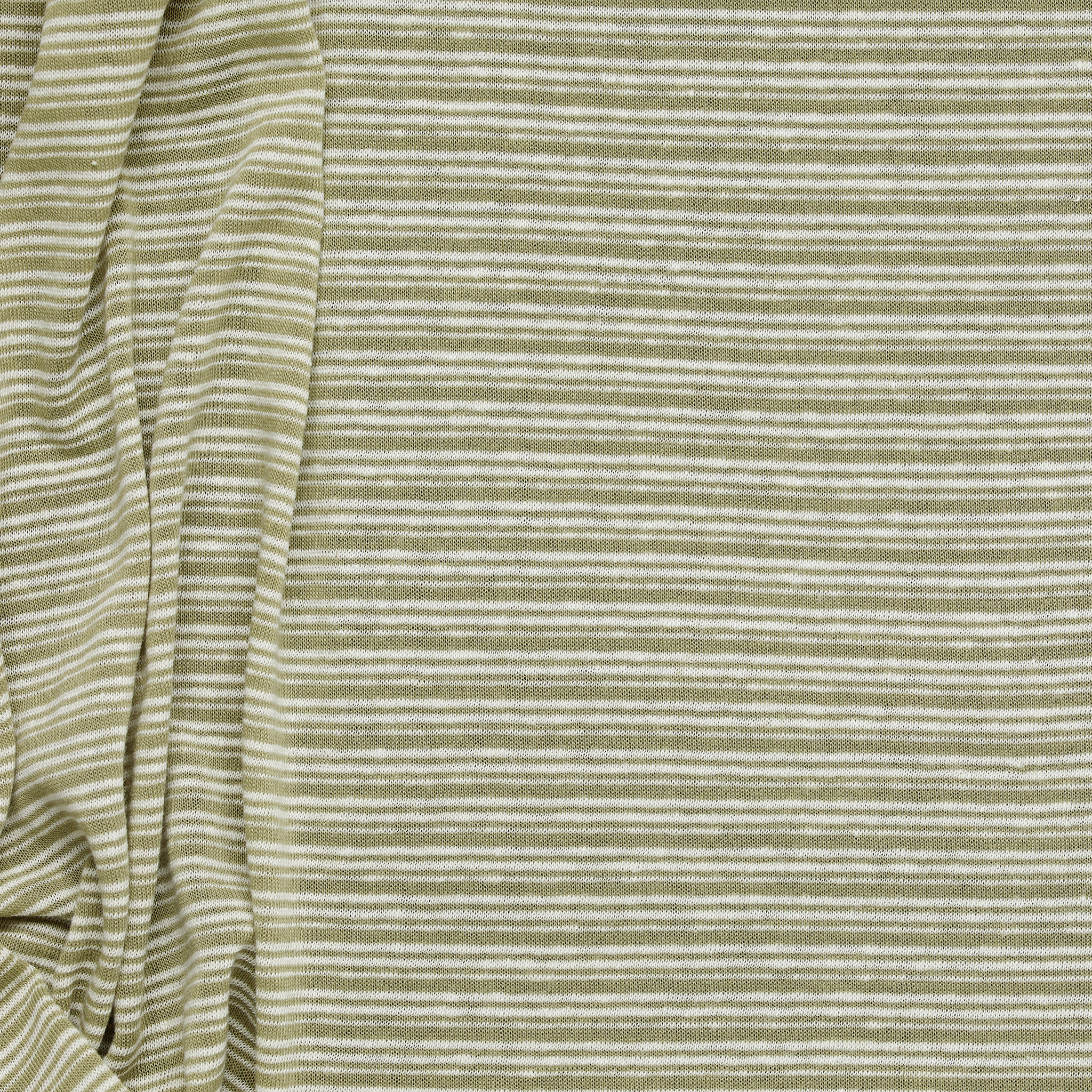 Cotton/ Linen Striped Jersey - Olive Green