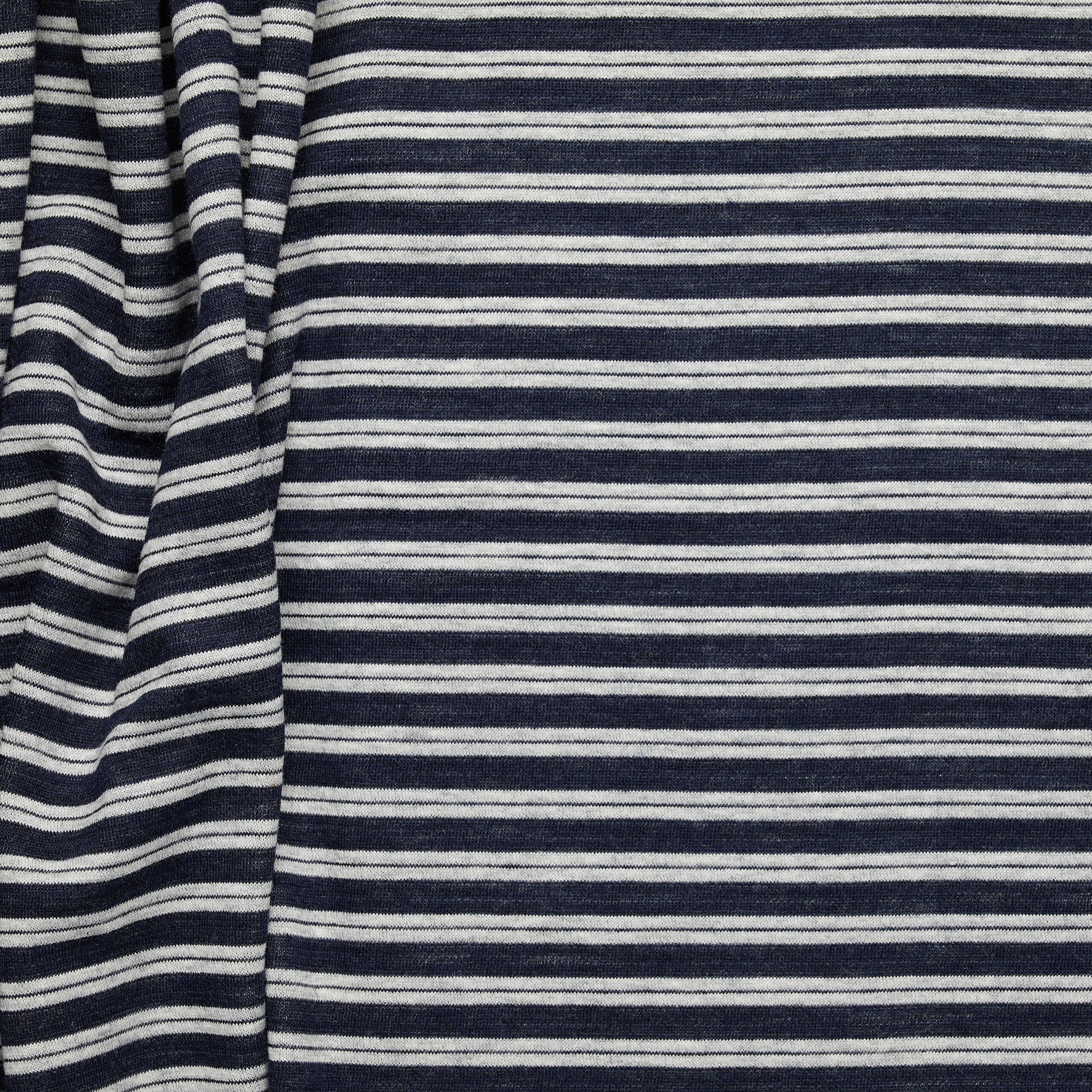 Reversible Twin Face Stripe Jersey - Navy + Grey Marle