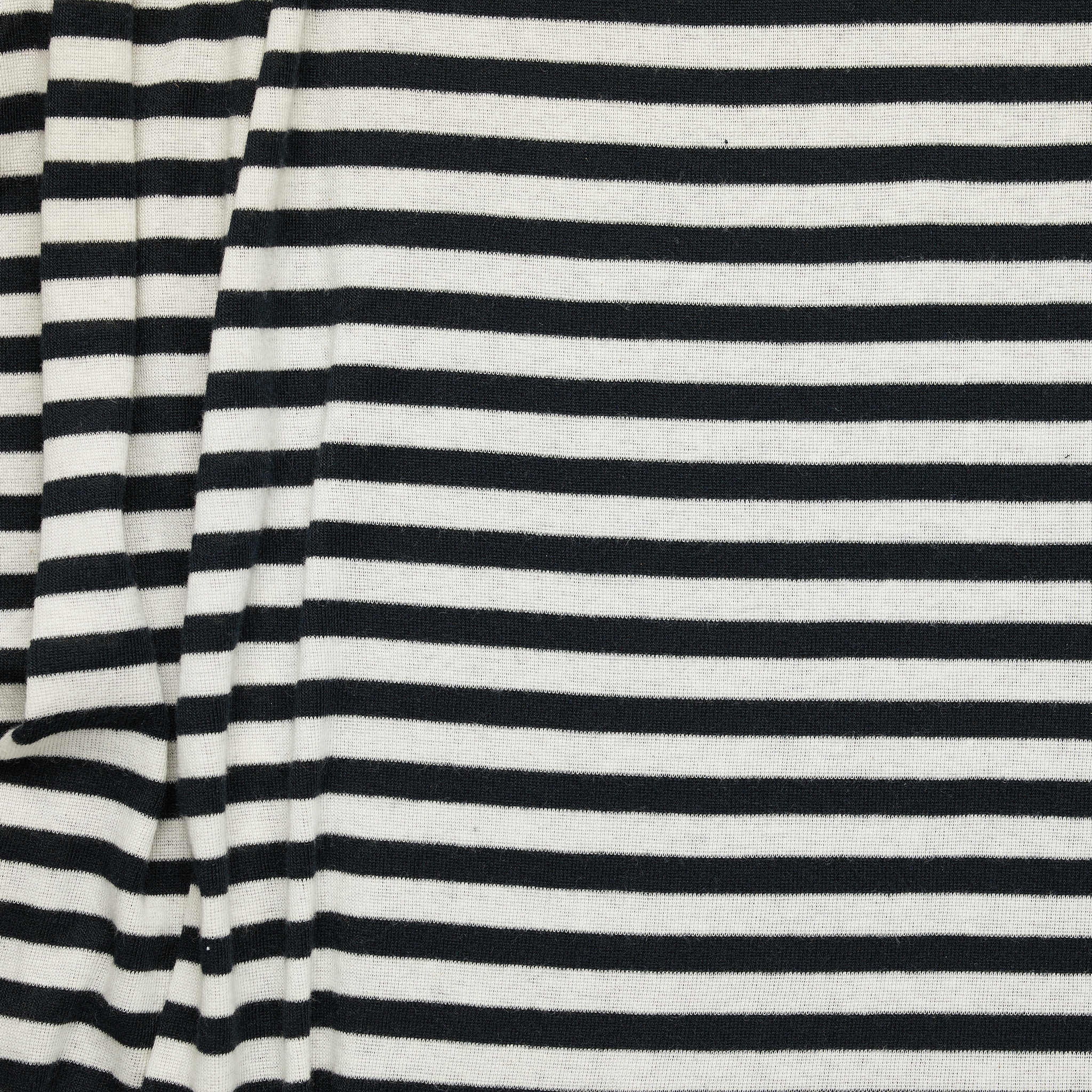 Organic Cotton & Poly 1x1 Stripe Rib - Black + Natural