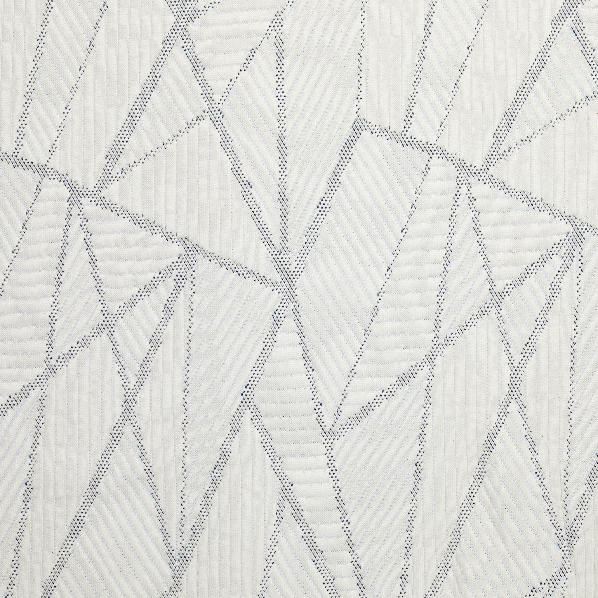 'Fed Square' Quilted Knit - Natural/ Navy