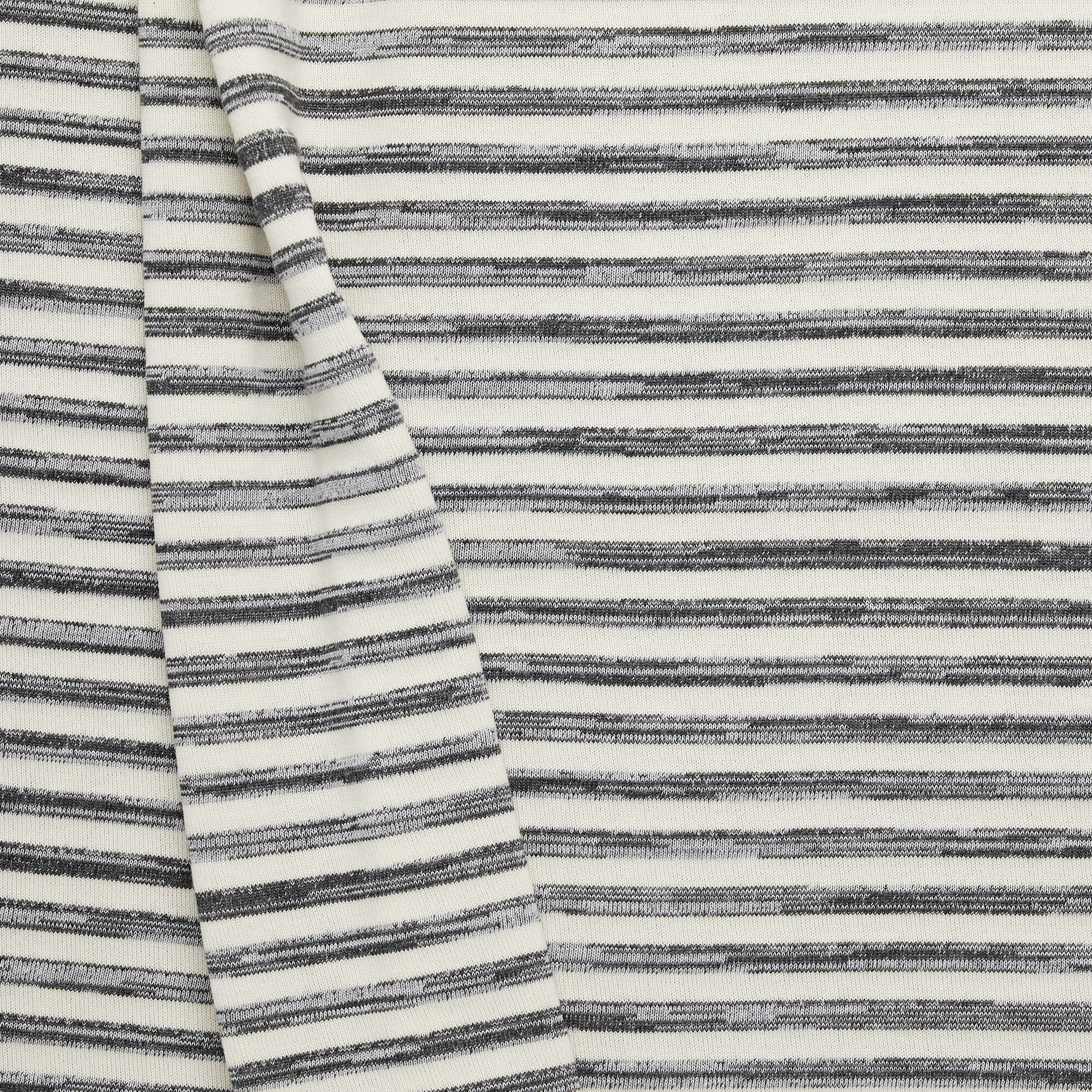 Melange and Solid Stripe Jersey - Charcoal