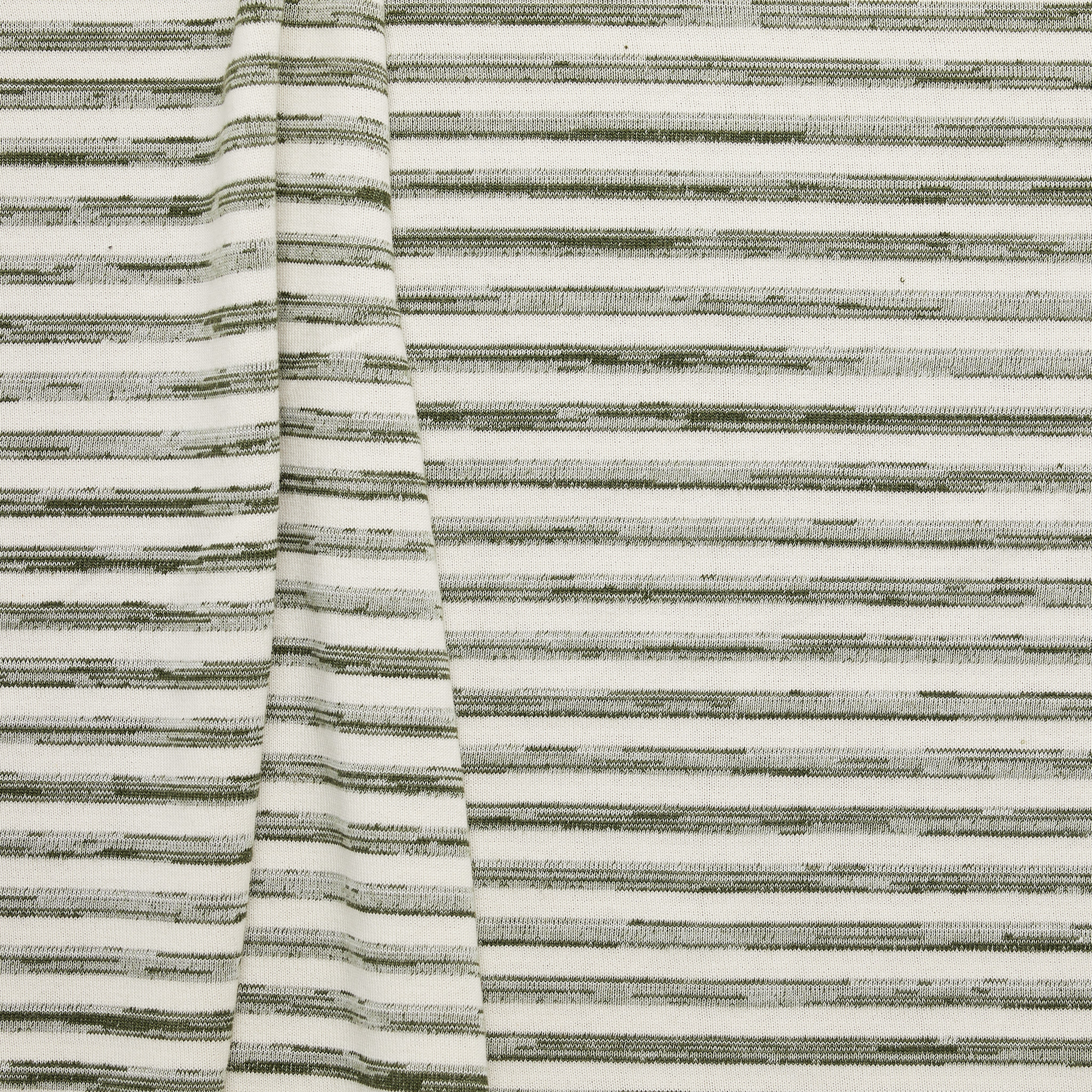 Melange + Solid Stripe Jersey - Olive/ Natural