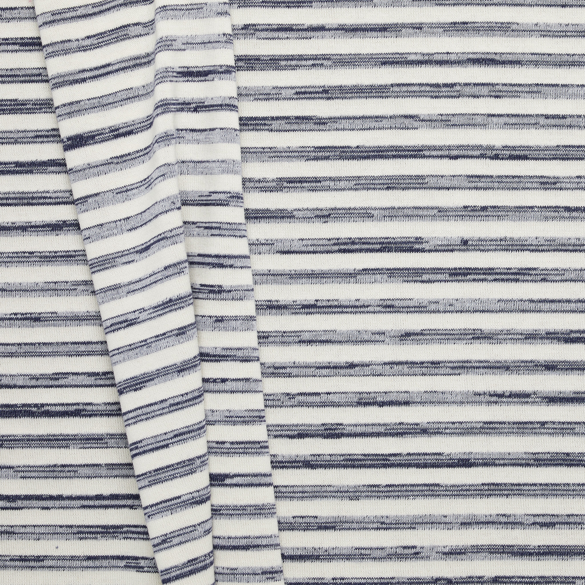 Melange + Solid Stripe Jersey - Royal/ Natural