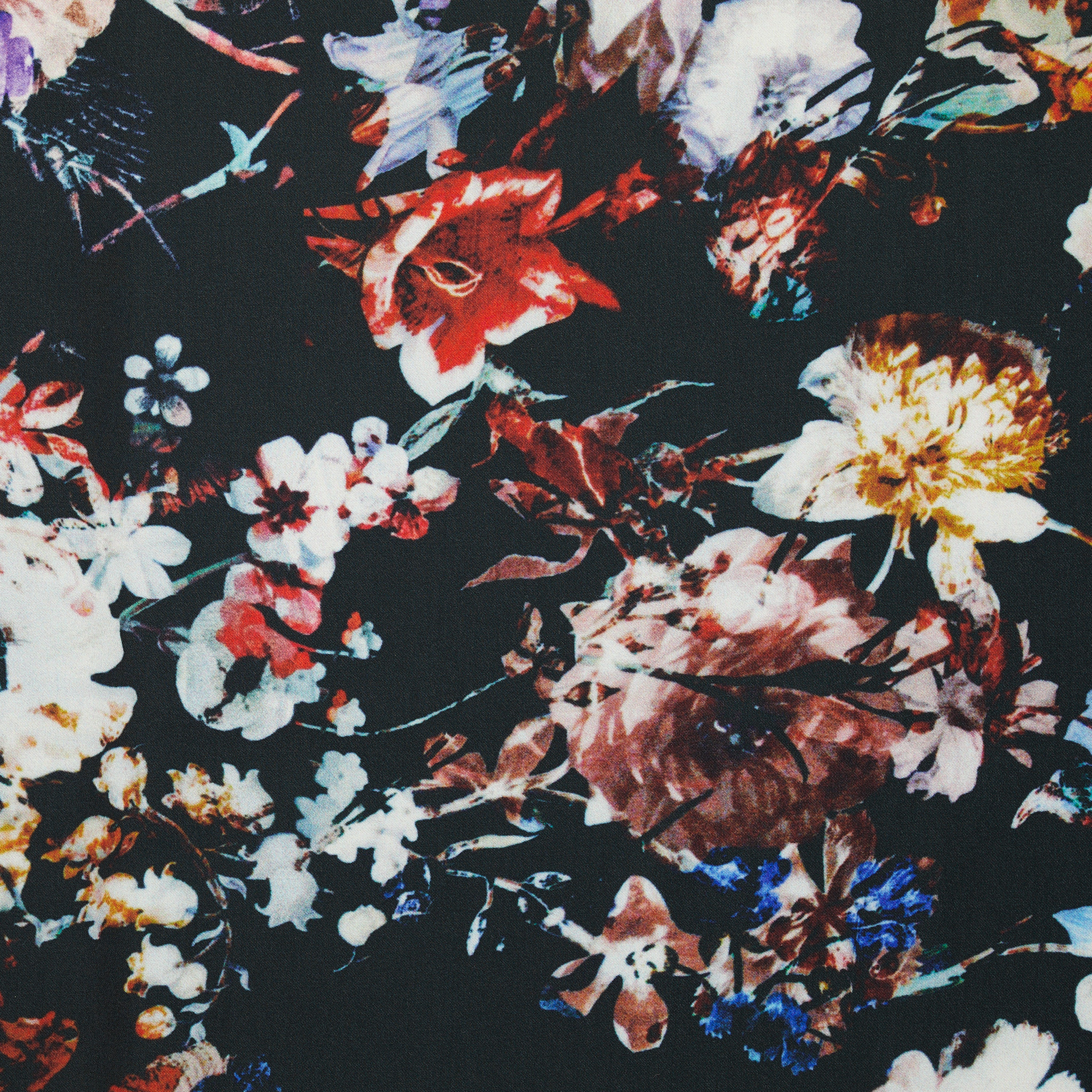 100% Polyester Floral Satin - Multicolour