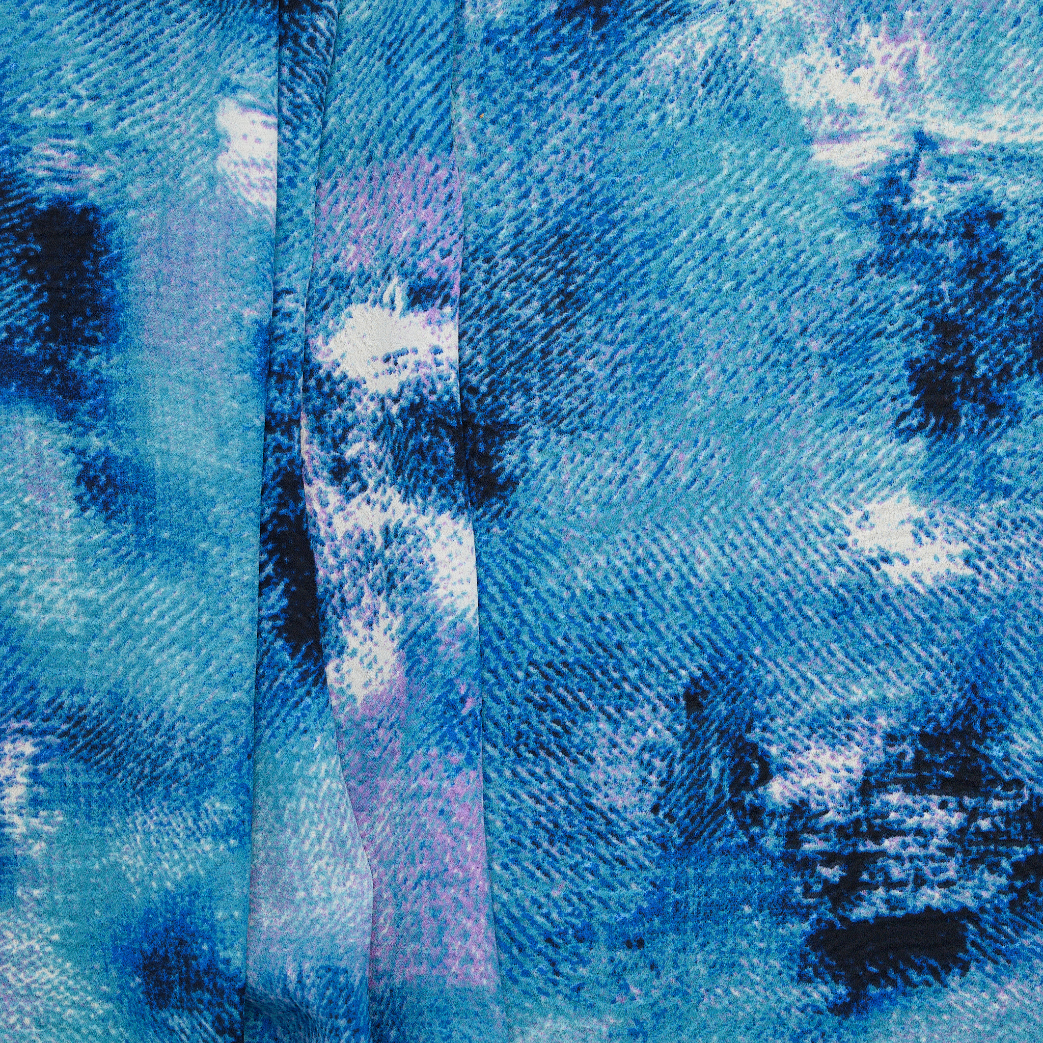 100% Polyester Printed Georgette - Blue/ Purple