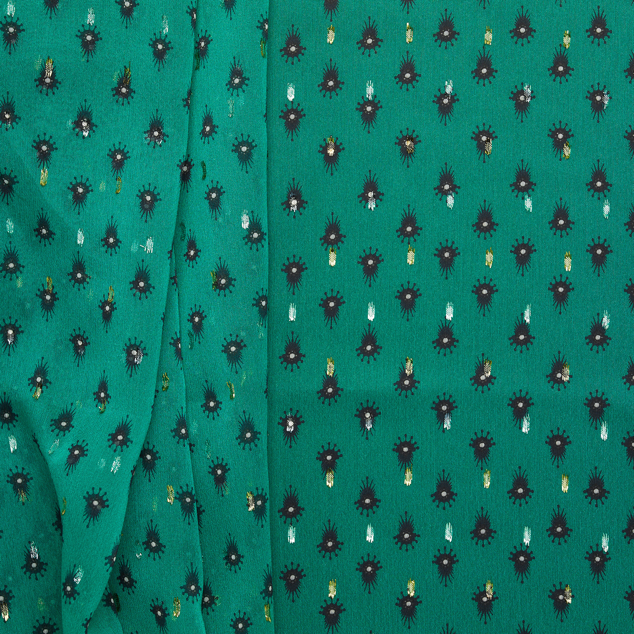 Polyester Printed Metallic Organza - Forest Green
