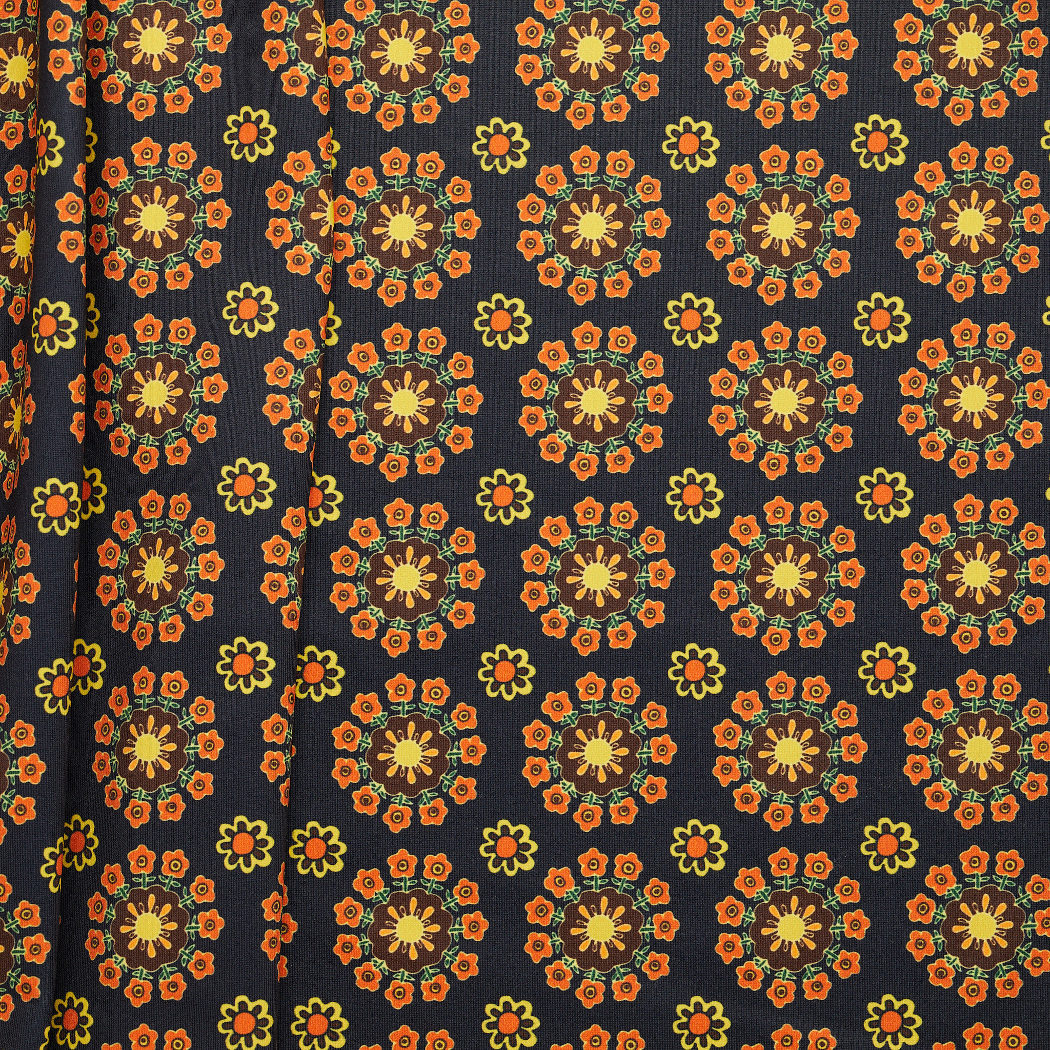 Polyester Floral Swimwear - Black/ Orange