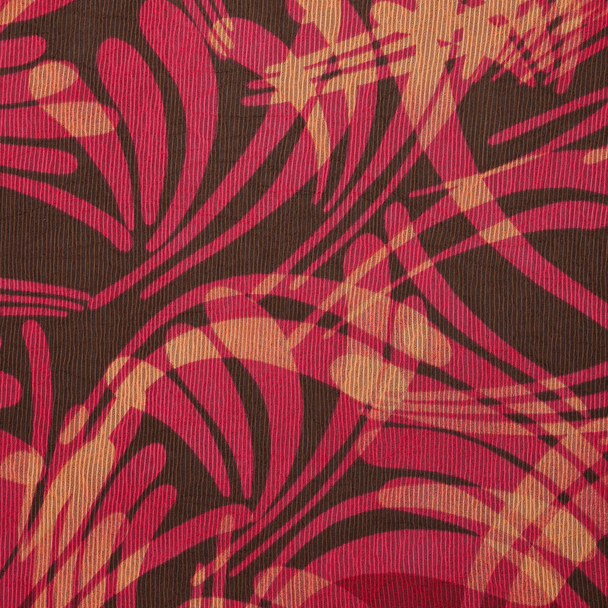 100% Polyester Textured Printed Chiffon - Red
