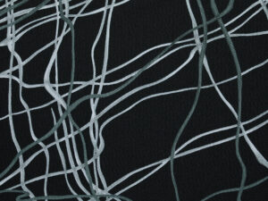 "Squiggle" Printed Polyester Crepe de Chine - Black