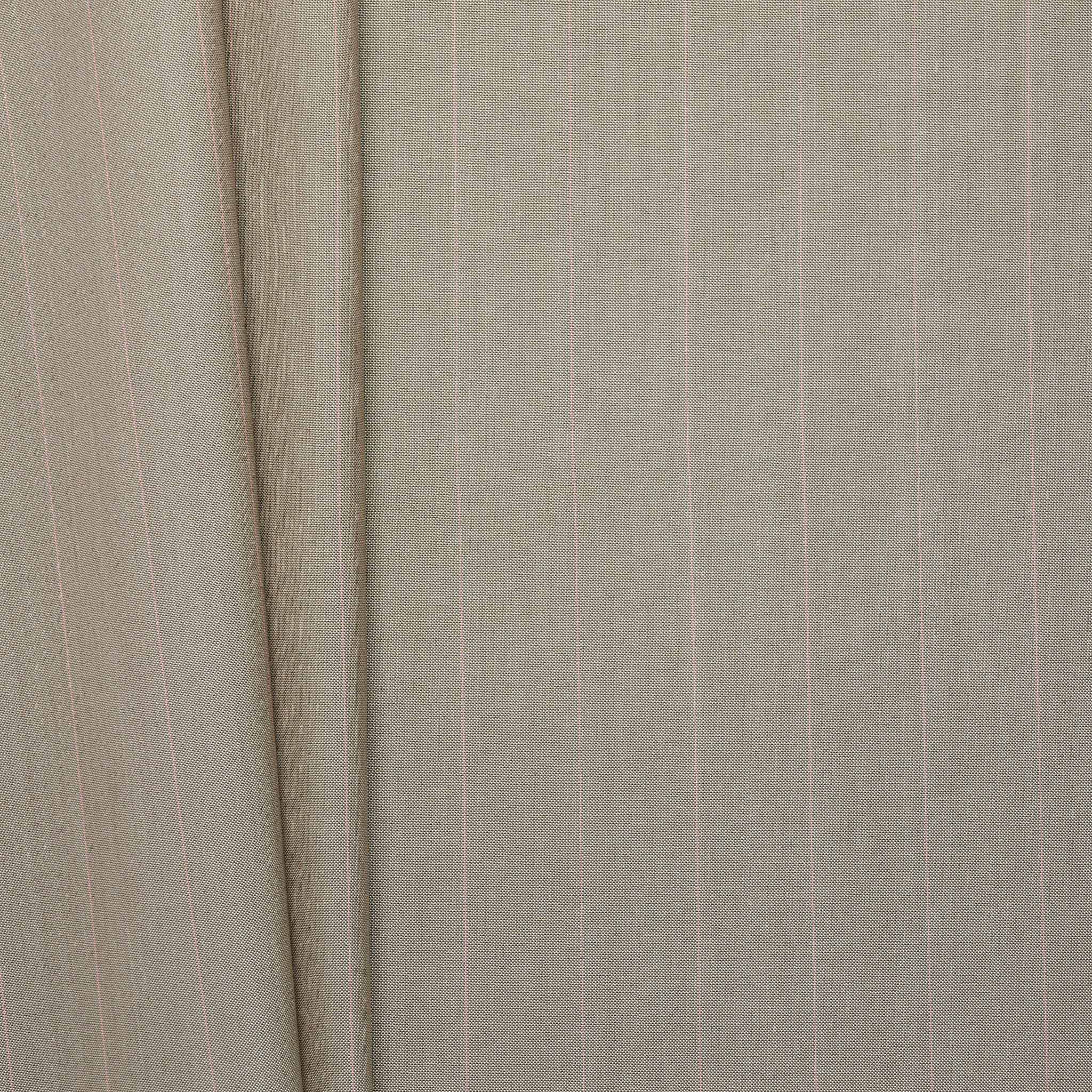 Wool/Viscose Pinstripe Suiting - Silver/Grey + Pink Stripe