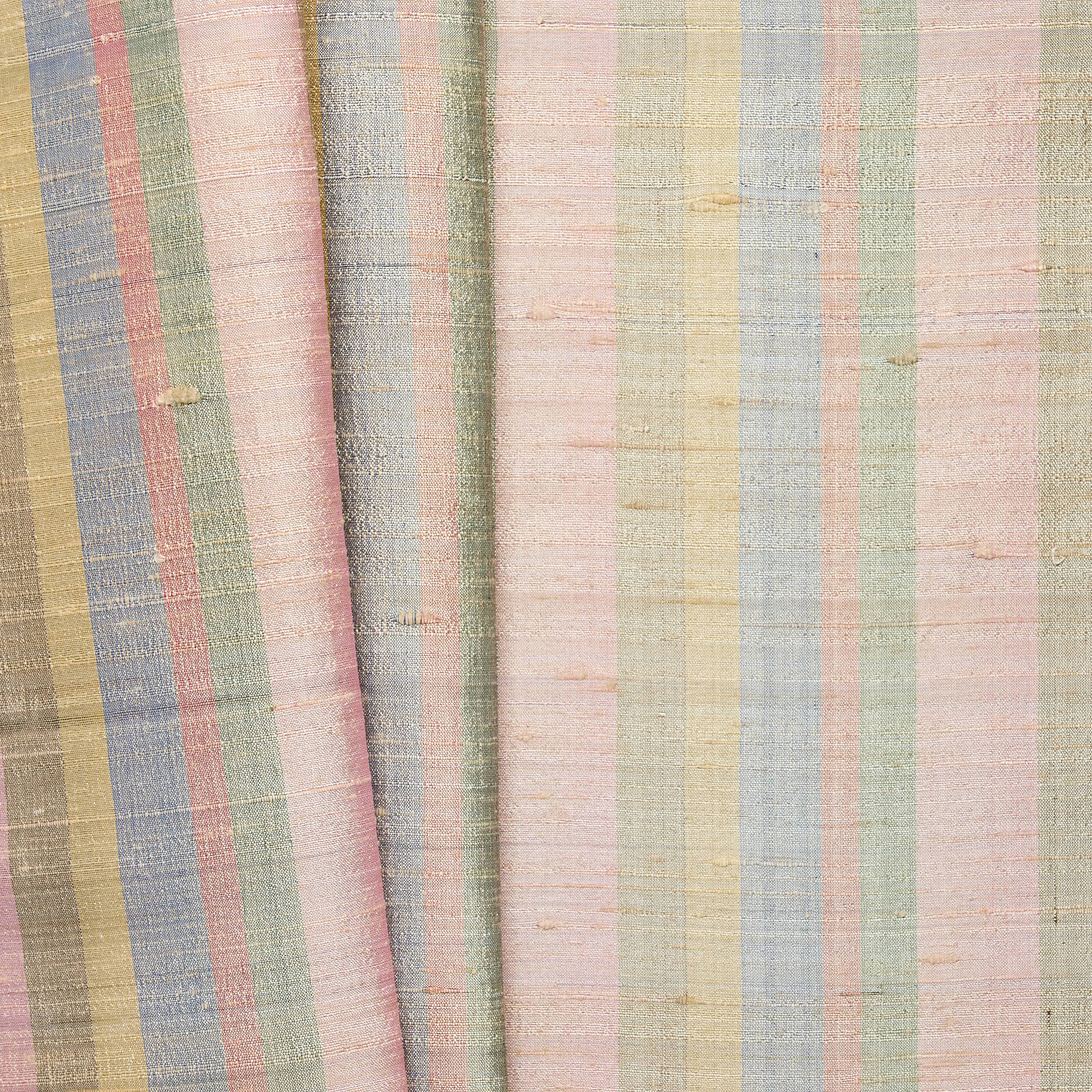 100% Silk Striped Dupion - Multicolour
