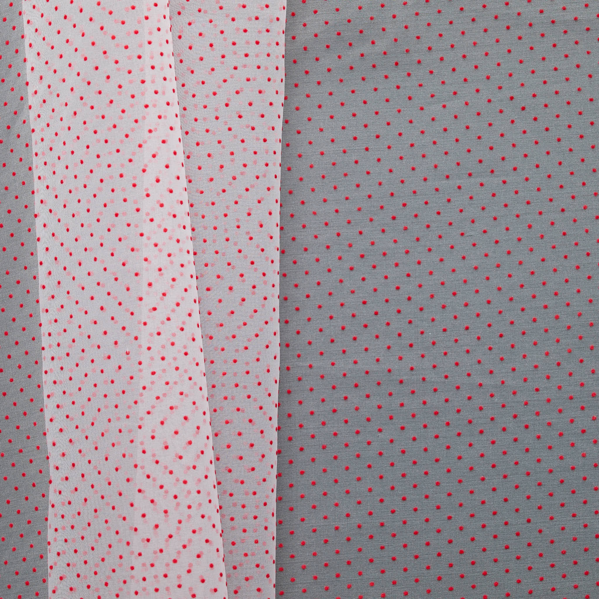 Flocked Hailspot Voile - Red