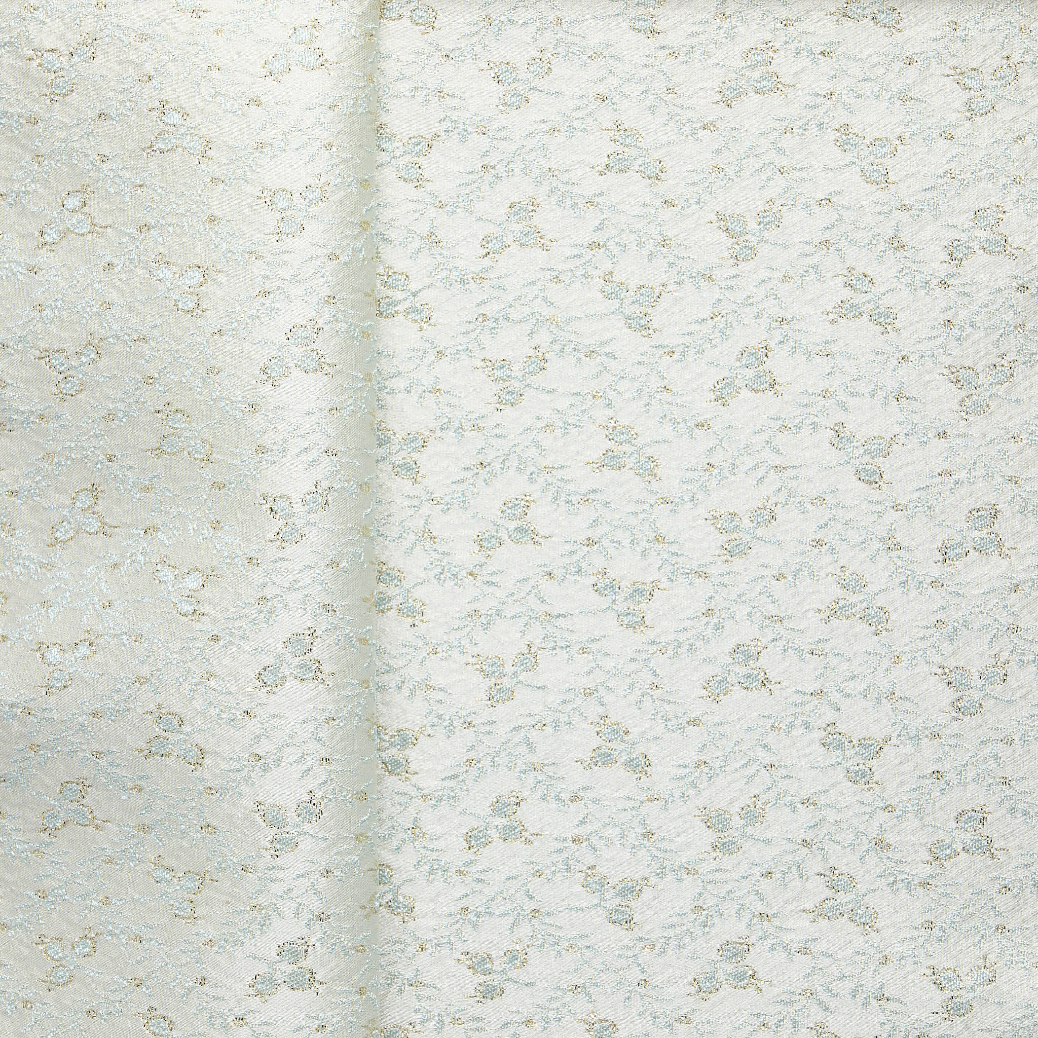 Decorative Floral Satin - Pale Blue/ Gold