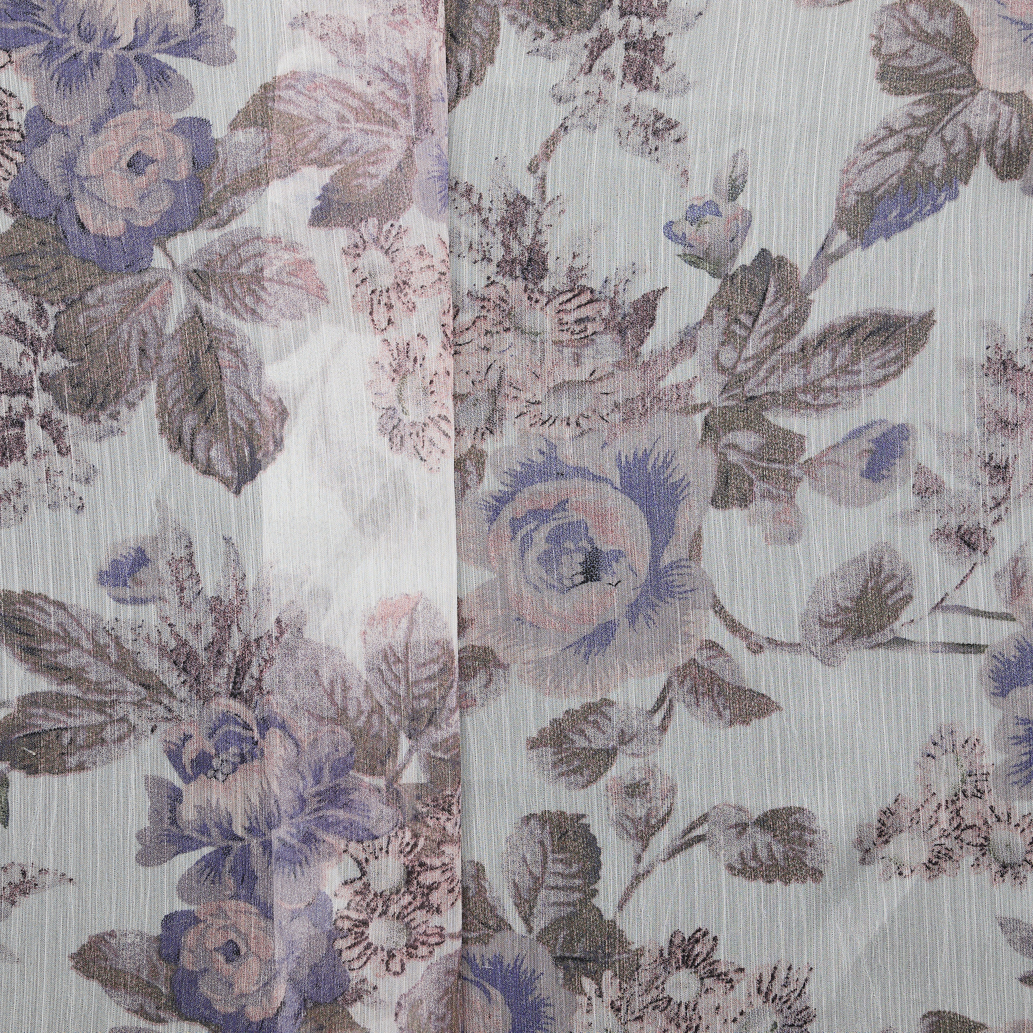 Amos Floral Print Crepe - White/ Purple