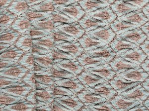 Shirred Stretch Lace Jacquard Knit - Blue/ Mauve