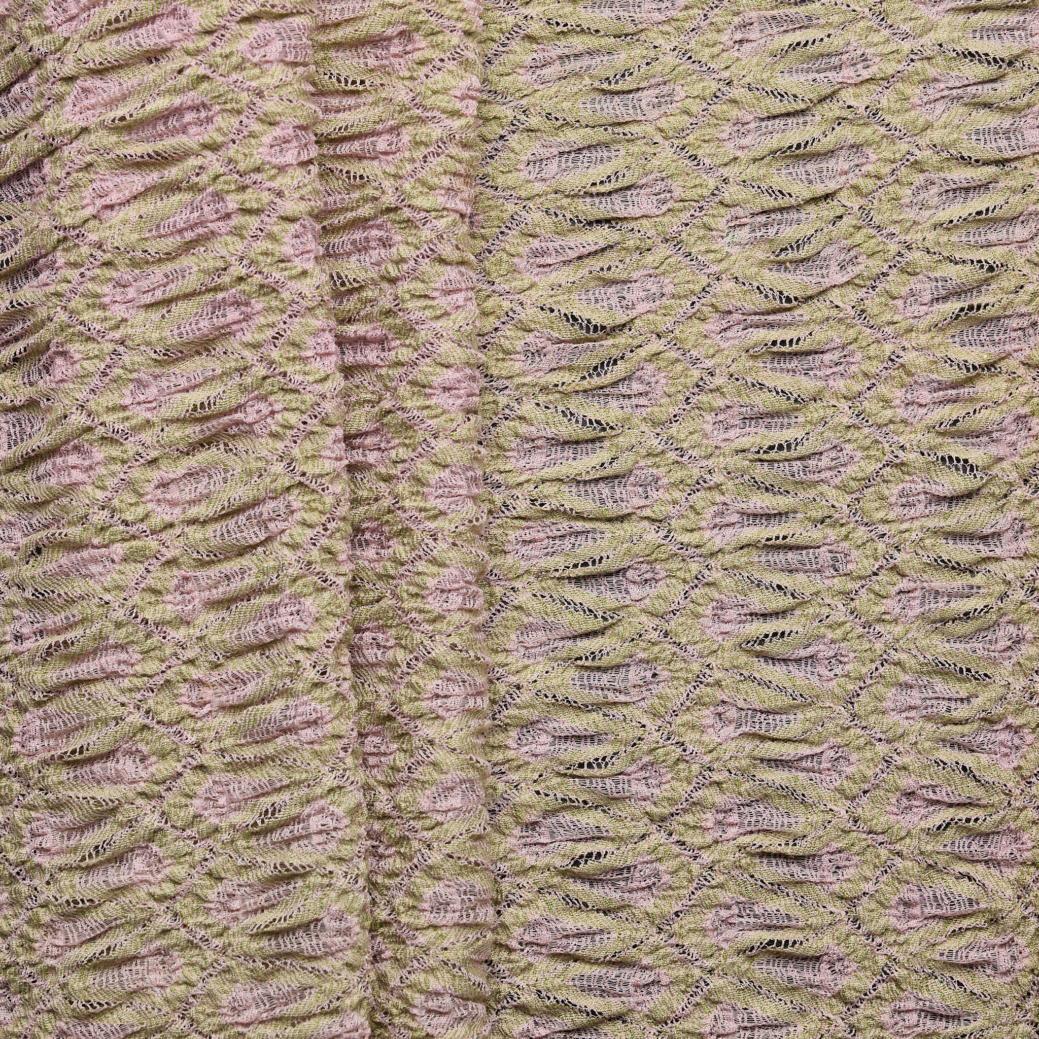 Shirred Stretch Lace Jacquard Knit - Sage/ Mauve