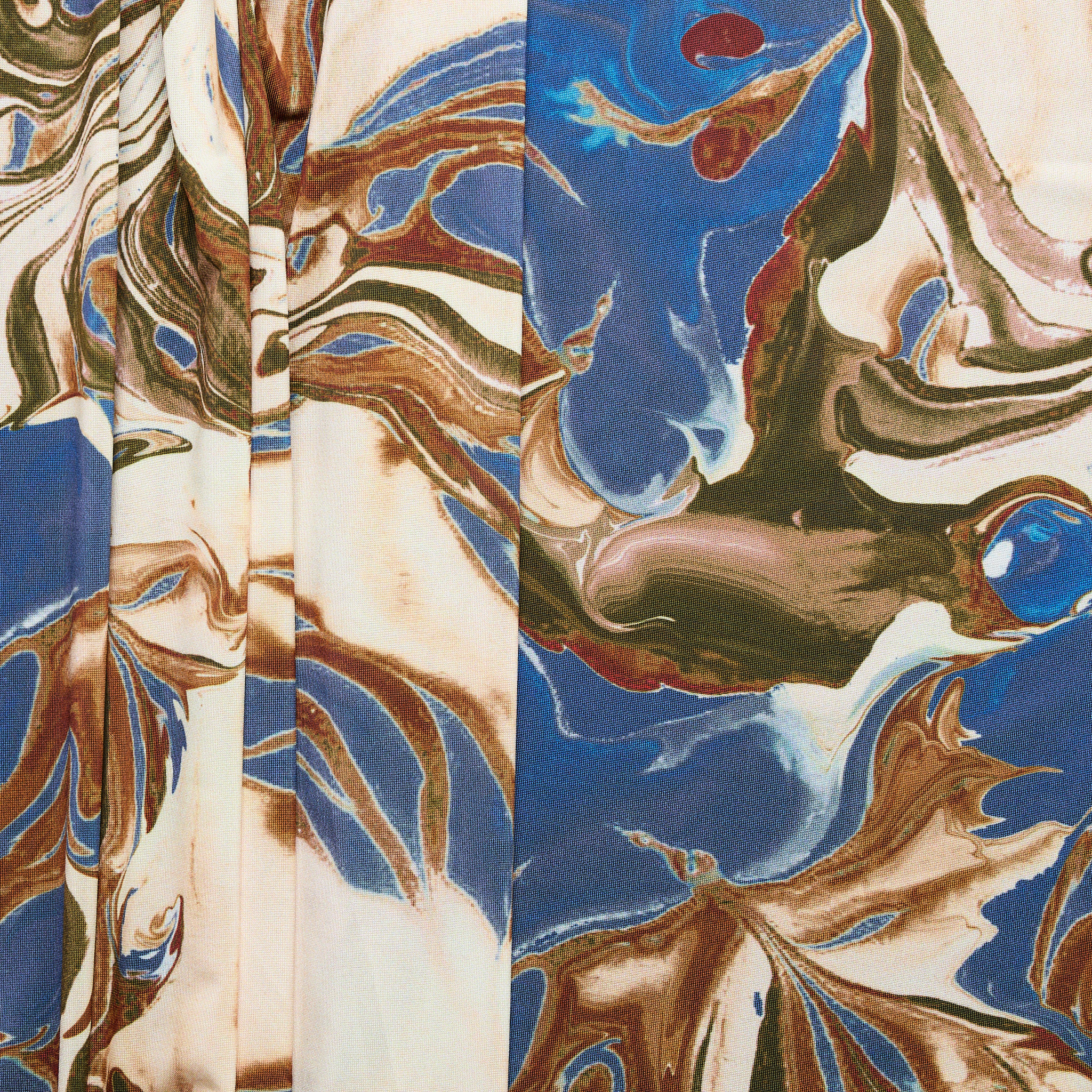 ITY Jersey ‘Marble’ Stretch Print - Blue/ Brown
