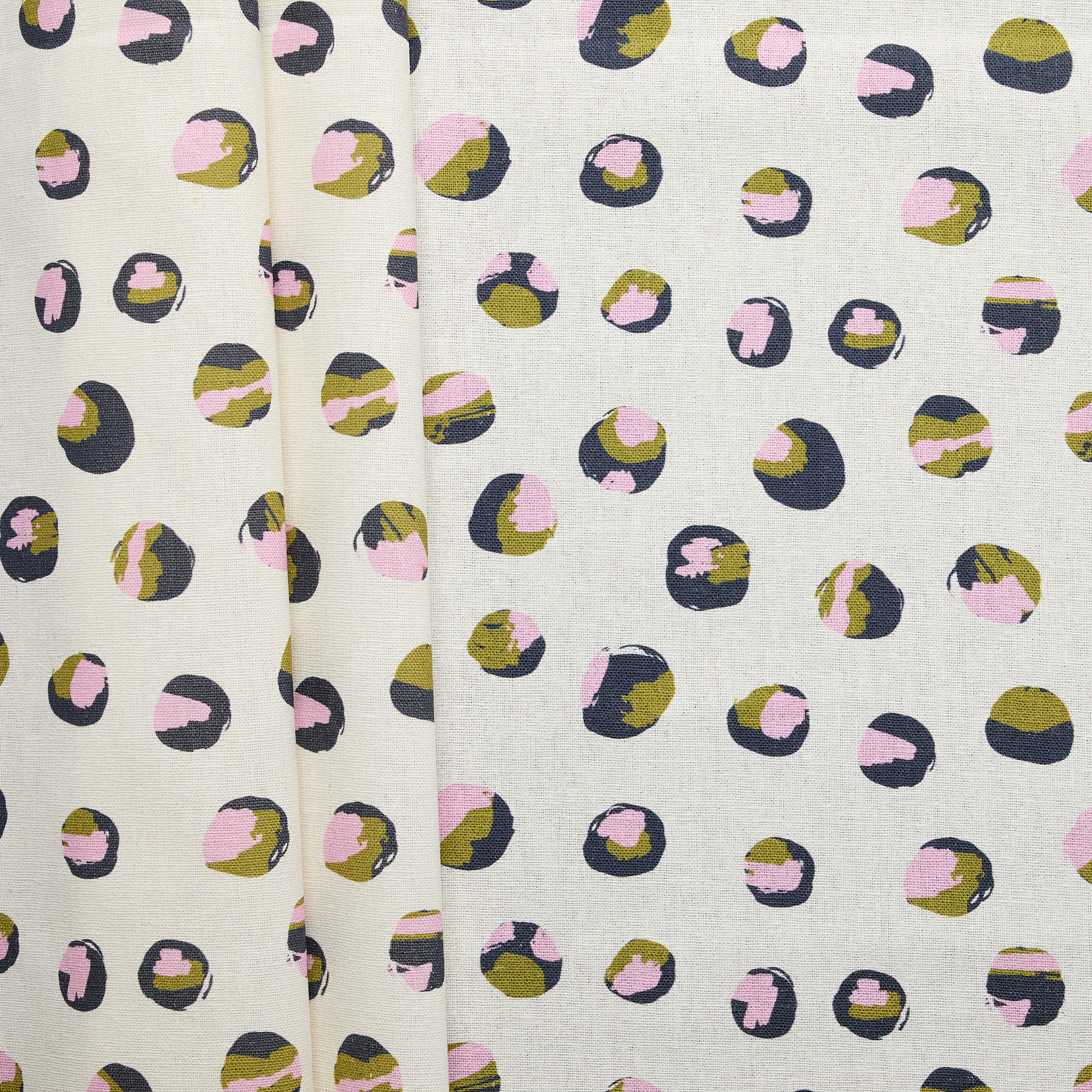 Cotton Linen 'Devonstone' Dots Print - Beige/ Multi