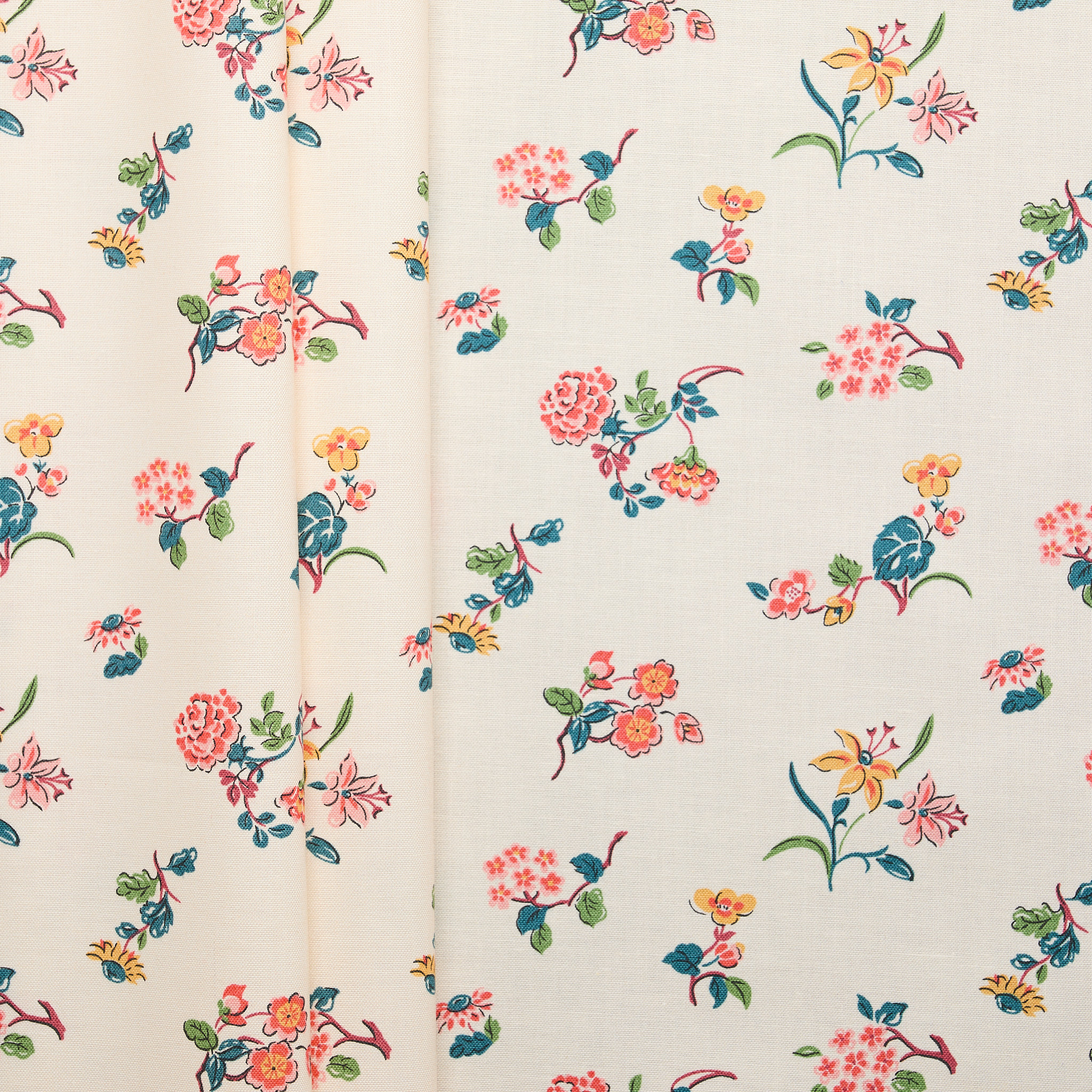 Liberty Cotton Tumbling Posies - Beige/ Pink
