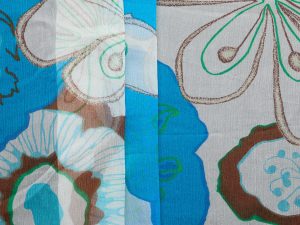 Floral Silk Yoryu Chiffon - Cobalt Blue/ Chocolate/ Green