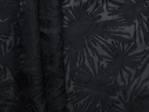 Nightflower Polyester Rayon Burnout - Black