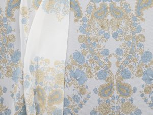 Rebecca Paisley Printed Georgette - Beige/ Cornflower