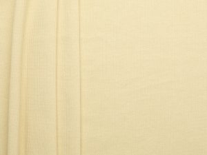 Japanese cotton PU rib knit fabric in Sand, flat lay showing texture and overall width