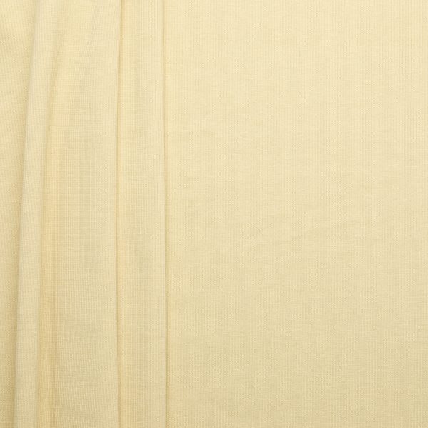 Japanese cotton PU rib knit fabric in Sand, flat lay showing texture and overall width