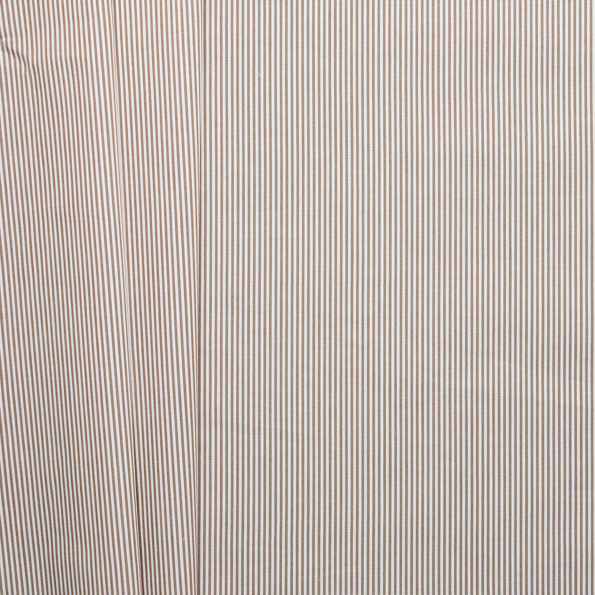 Fine Stripe Cotton Poplin Shirting - Brown/ Ecru