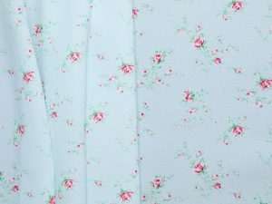Silk Viscose Crepe de Chine Mini Floral - Pale Blue