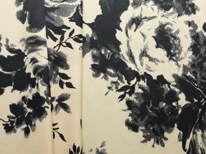 "Casablanca" Polyester Satin Floral Print - Butter/ Black
