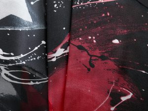 Silk Viscose Burnout - Black/ Red/ White