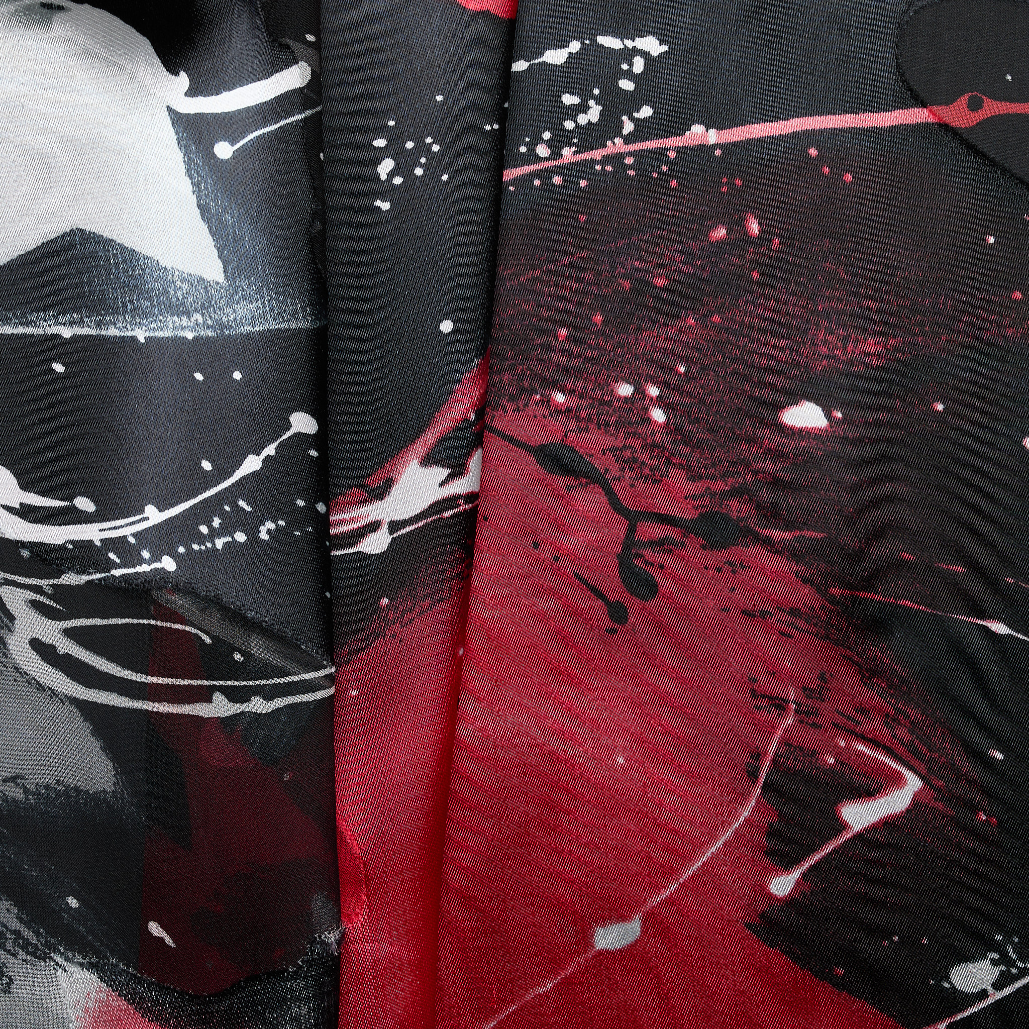Silk Viscose Burnout - Black/ Red/ White