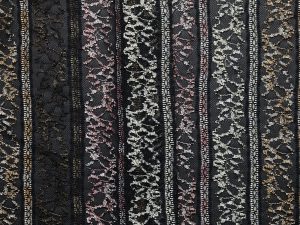 Delicate Knitted Striped Lace - Black/ Gold/ Pink