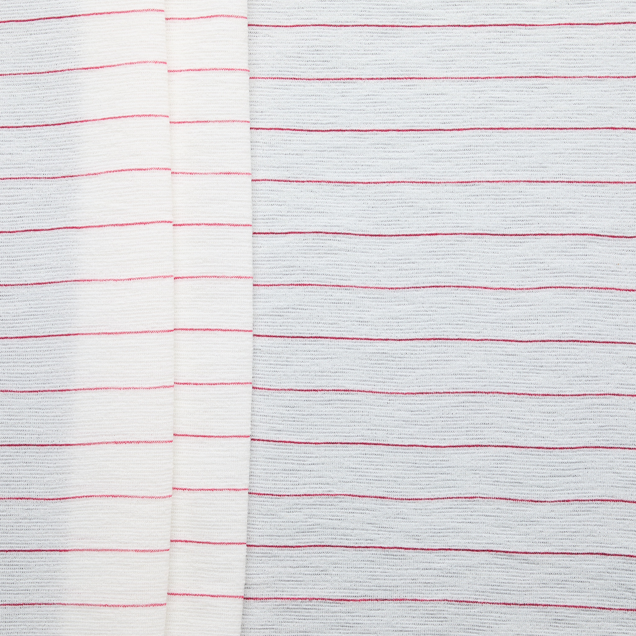 Wool Polyamide Stripe Jersey (Circular) - Red/ Undyed
