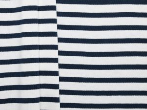 Heavyweight 100% Cotton Stripe Jersey - Navy/ Off White