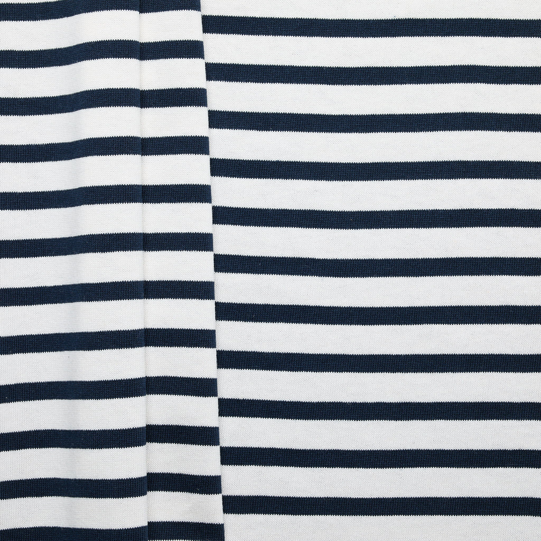 Heavyweight 100% Cotton Stripe Jersey - Navy/ Off White