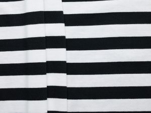 100% Cotton Stripe Jersey - Black/ White