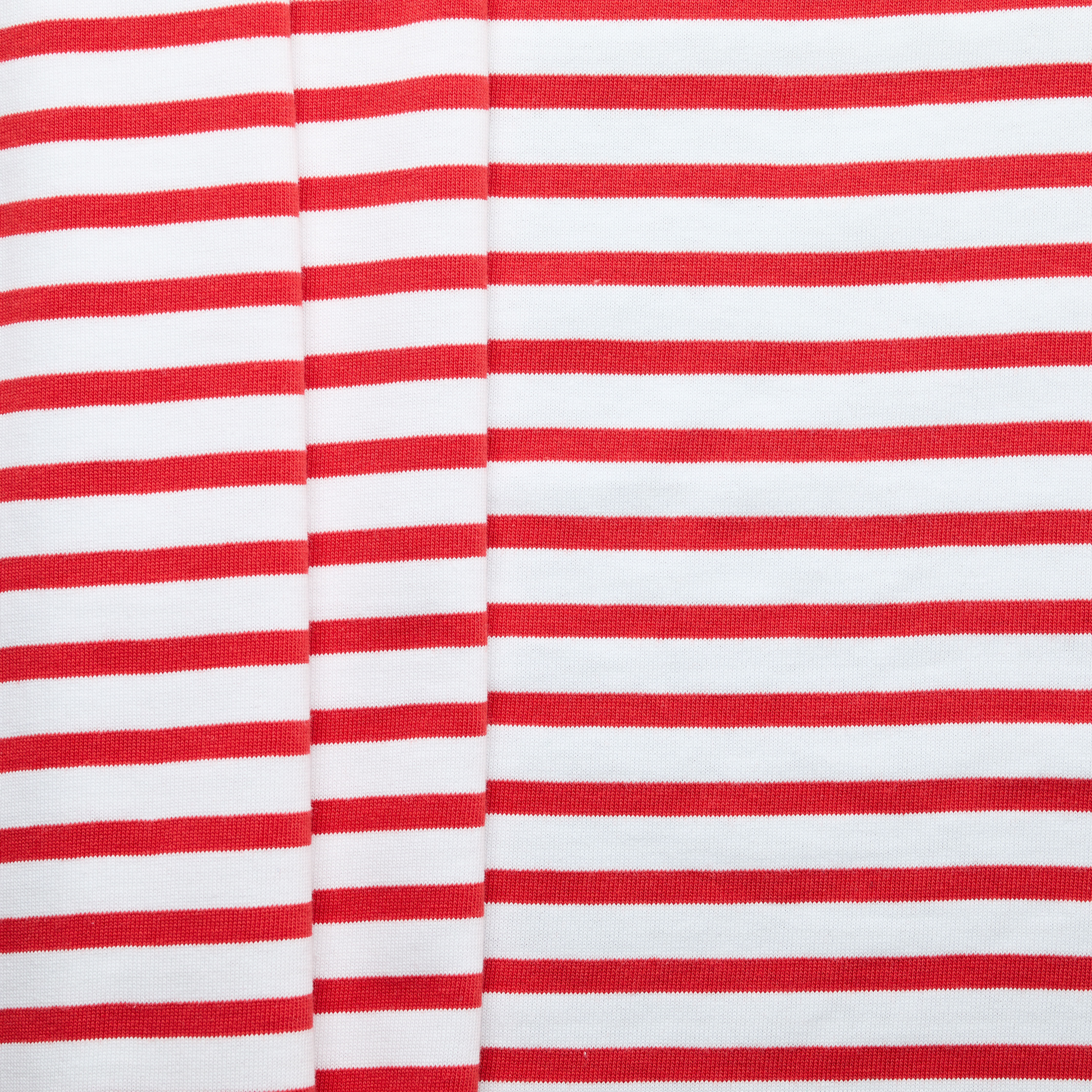 Heavyweight 100% Cotton Stripe Jersey - Red/ Off White