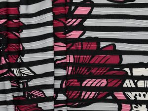 Folklore Floral Print Jacquard Knit - Silver/ Pink/ Black