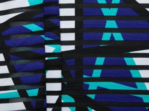 Abstract Diamonds Stripe Mesh Jersey - Blue/ Black/ White