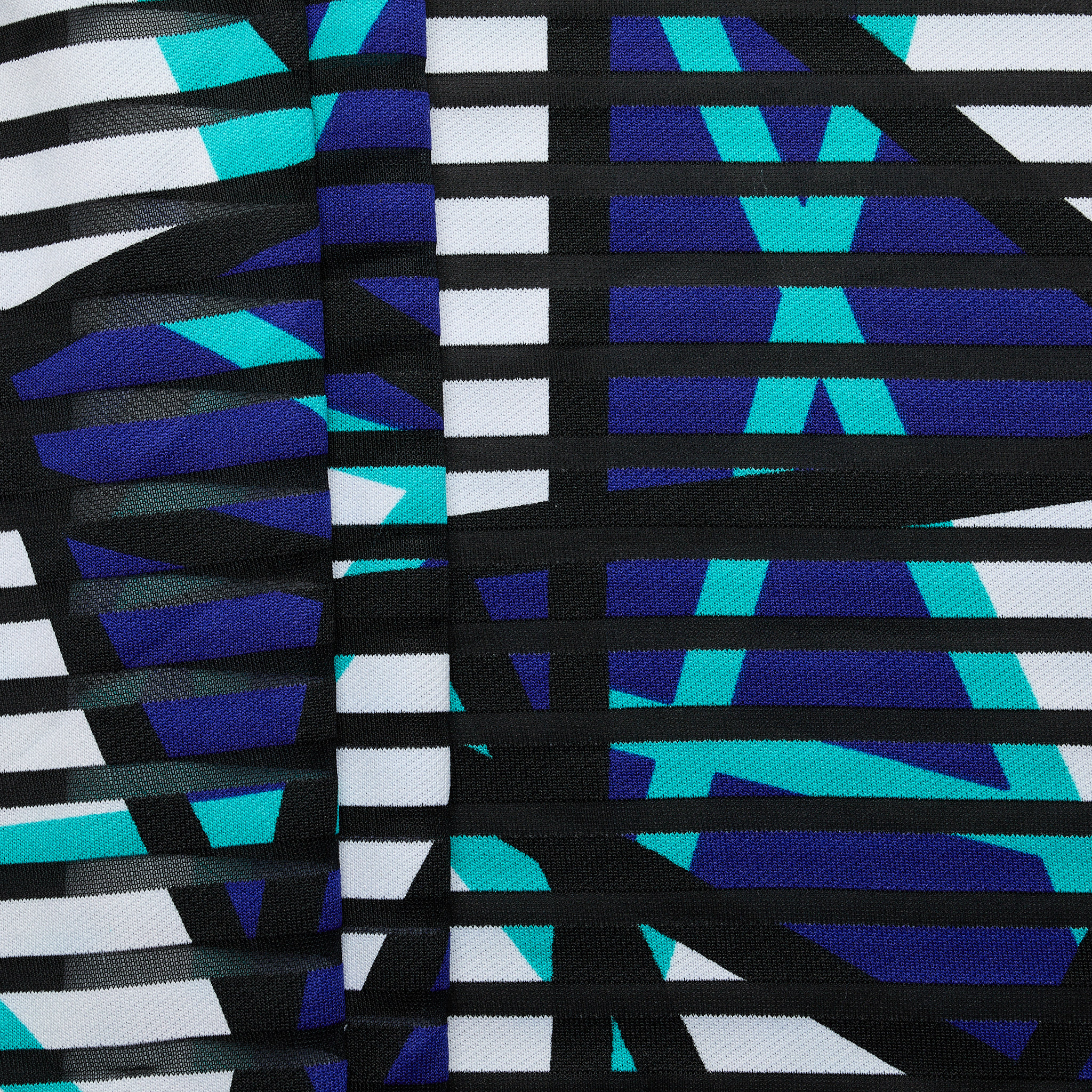 Abstract Diamonds Stripe Mesh Jersey - Blue/ Black/ White