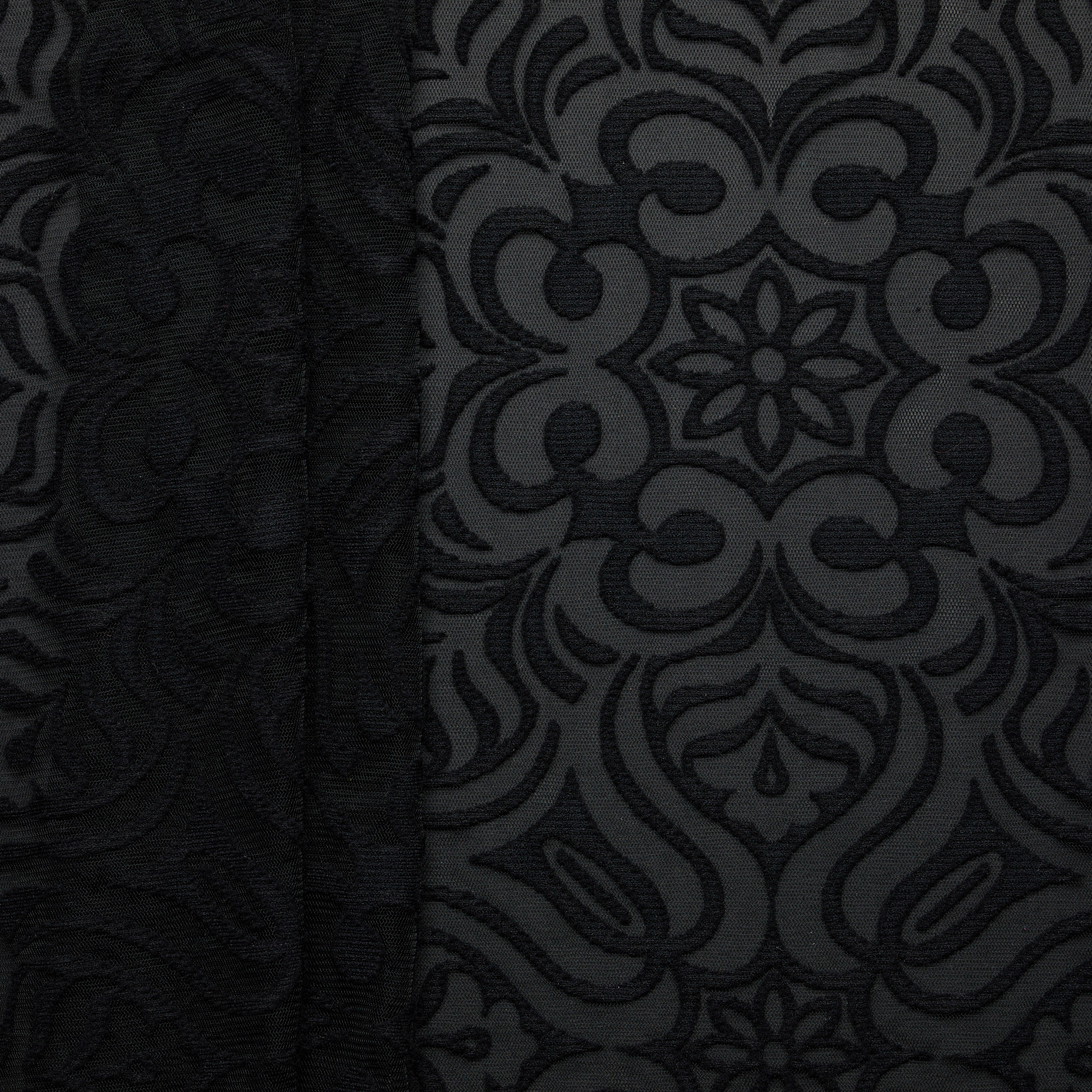 Tiahn Flock Mesh Lace - Black