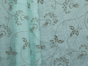 Silk Cotton Flocked Chiffon - Blue
