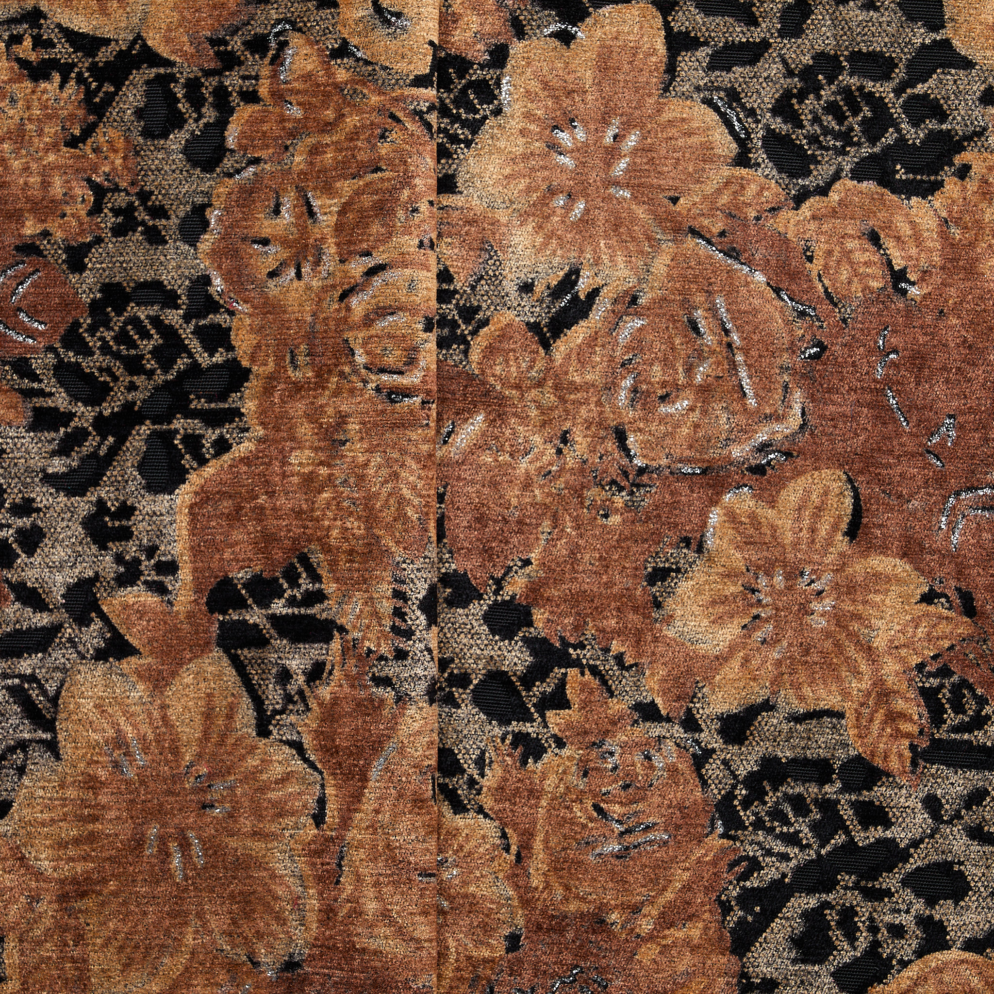 Floral Jacquard 'BAROQUE' - Cocoa/ Silver/ Black