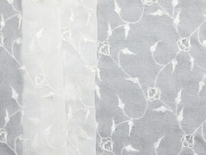 Embroidered Crinkle Silk Chiffon - Light Ivory
