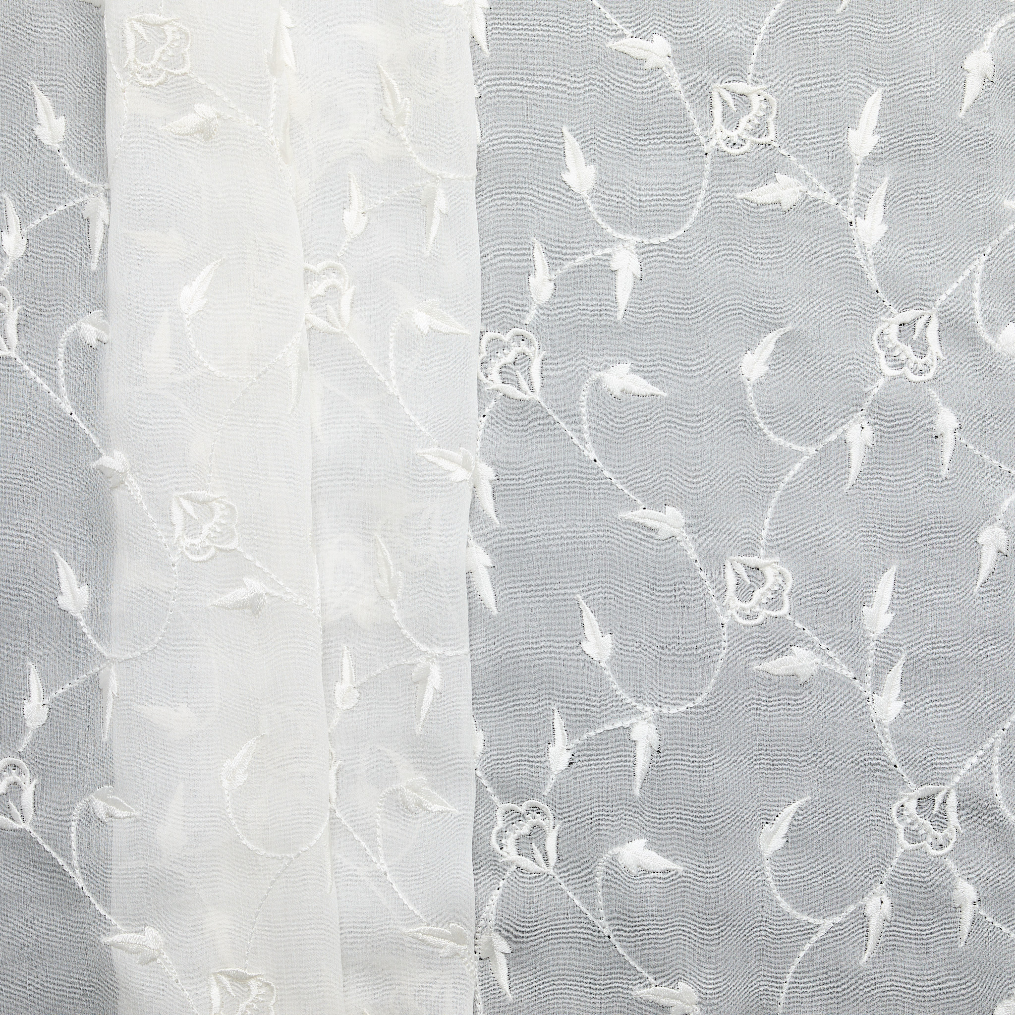 Embroidered Crinkle Silk Chiffon - Light Ivory