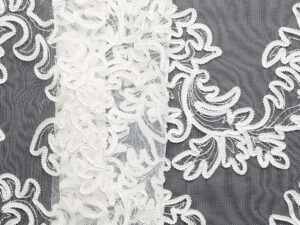 Ribbon Embroidered Tulle 'Jess' - Light Ivory
