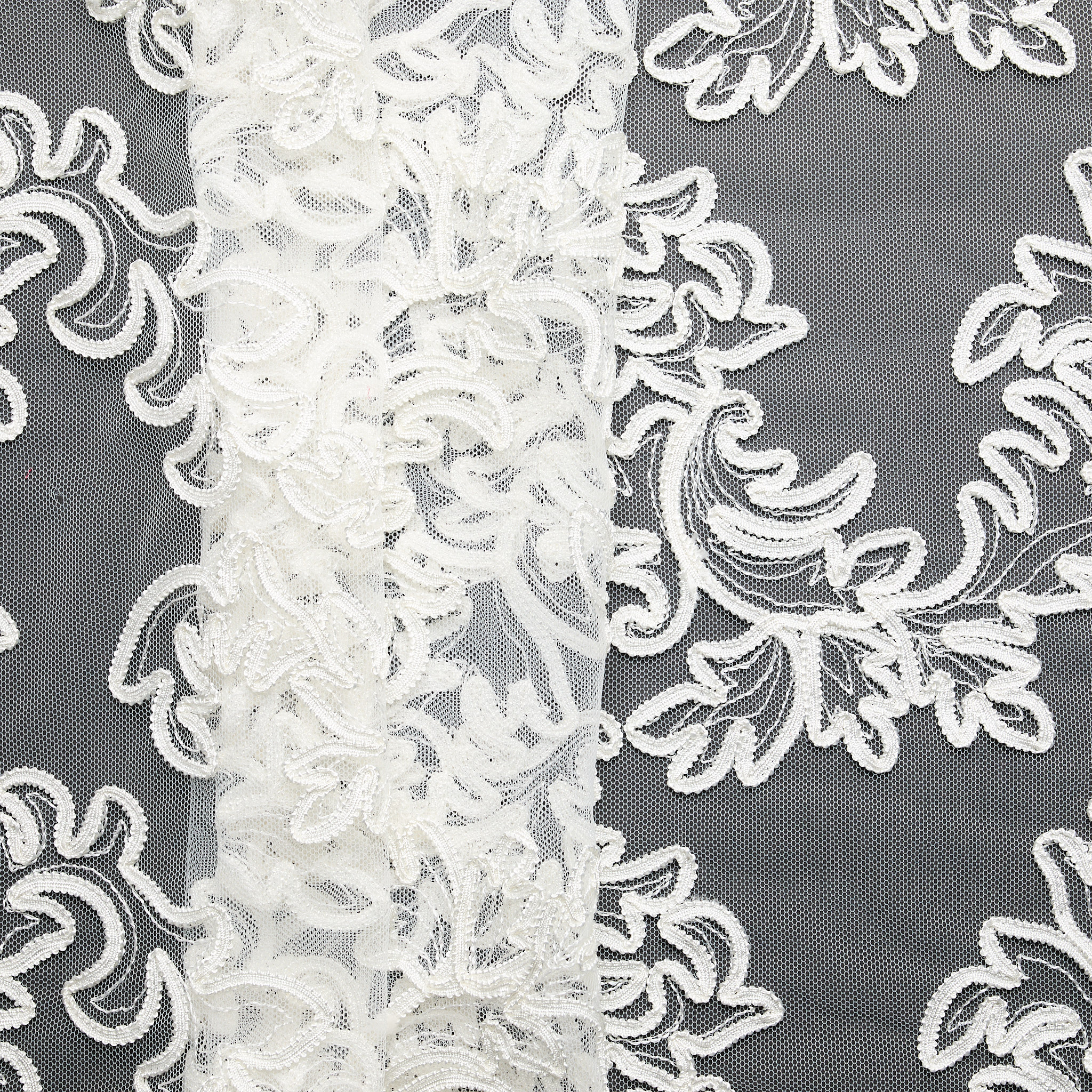 Ribbon Embroidered Tulle 'Jess' - Light Ivory
