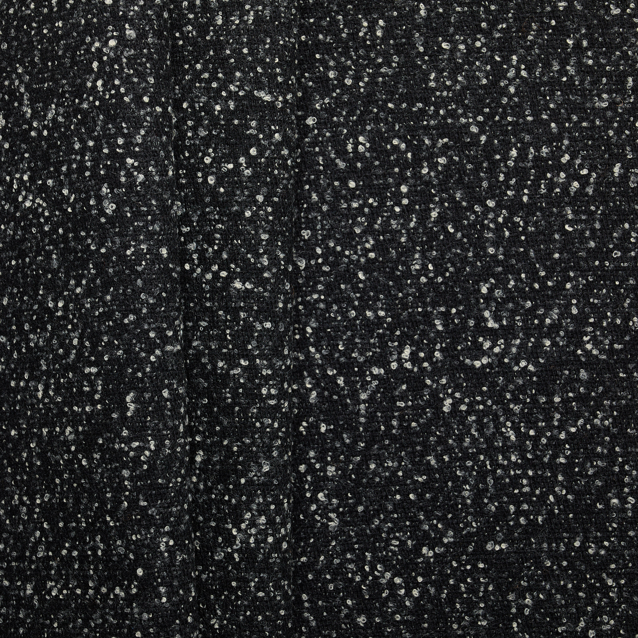 Virgin Wool Polyester Italian Boucle Coating - Black